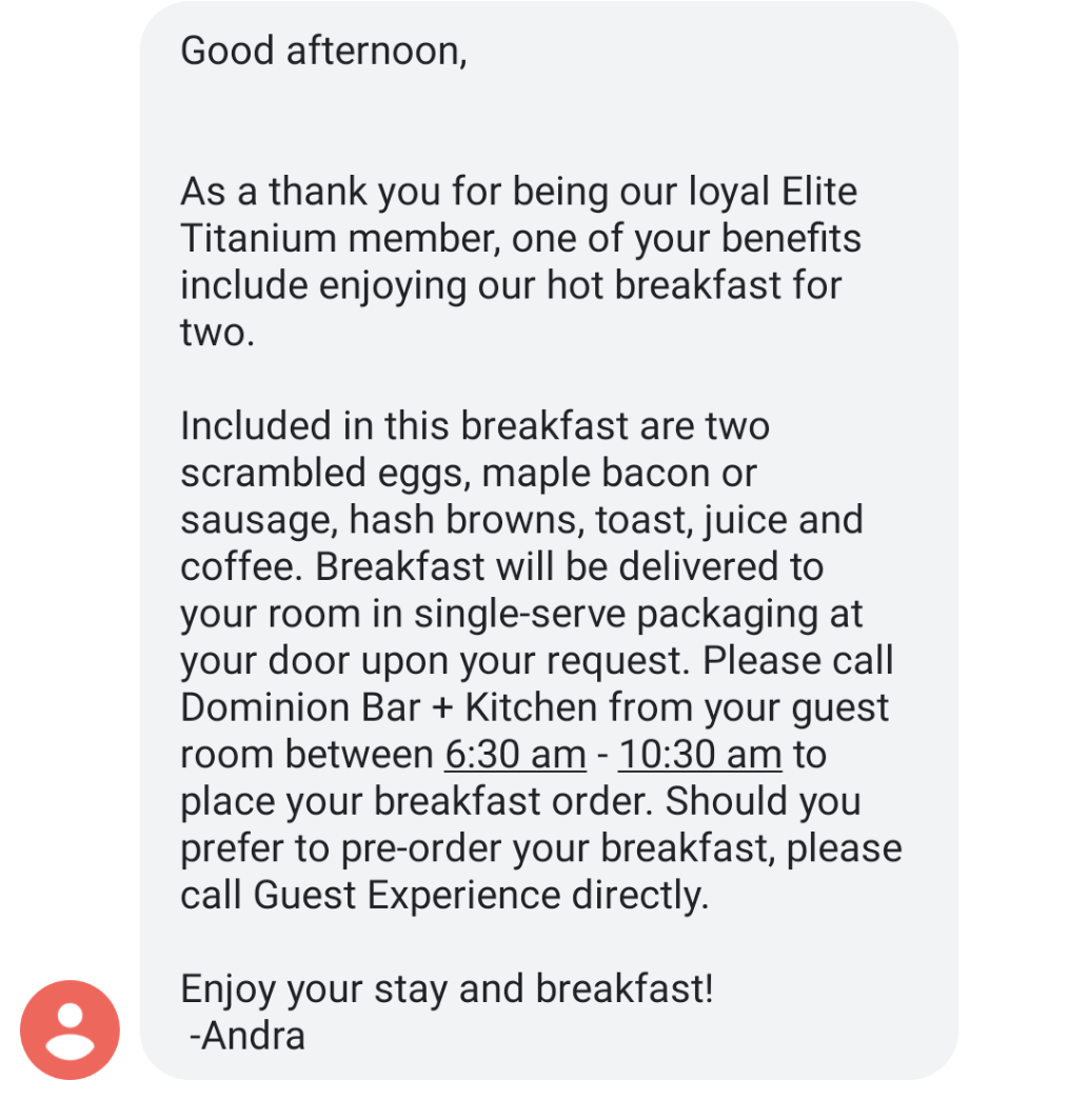 Titanium breakfast option and how to order