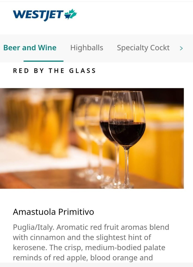 YYC WestJet Elevation Lounge: Menu