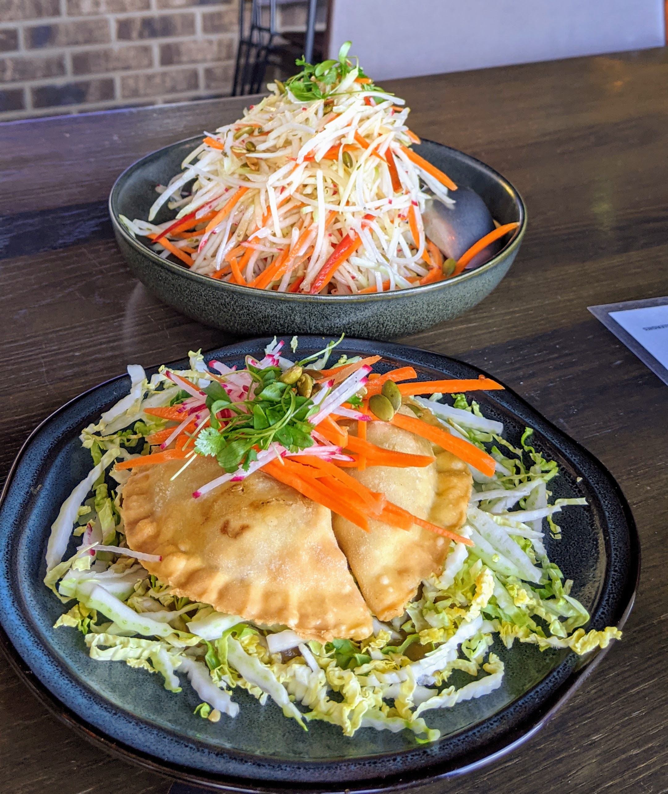 The green papaya salad and chorizo empenedas at Picaro: great presentation and amazing flavours