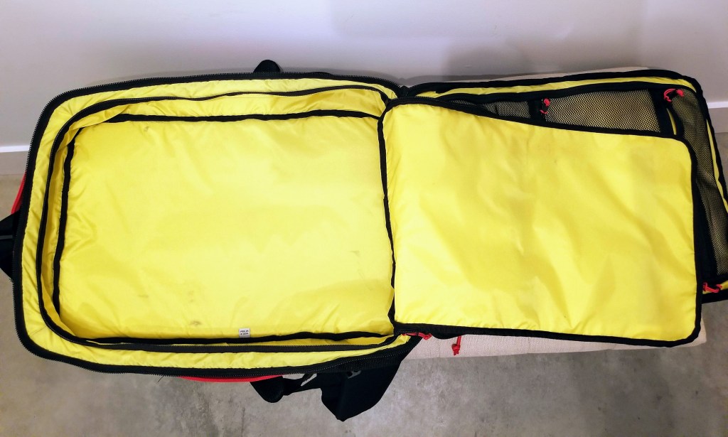 Topo Designs 40L Travel Bags: largest compartment in the bag good for clothes and shoes
