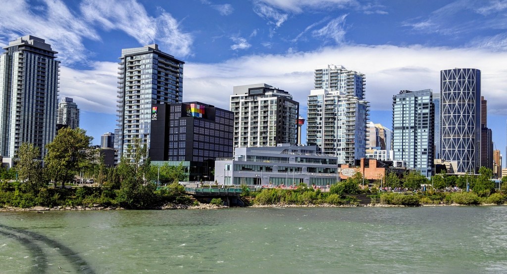 View of the Alt Hotel Calgary East from across the river