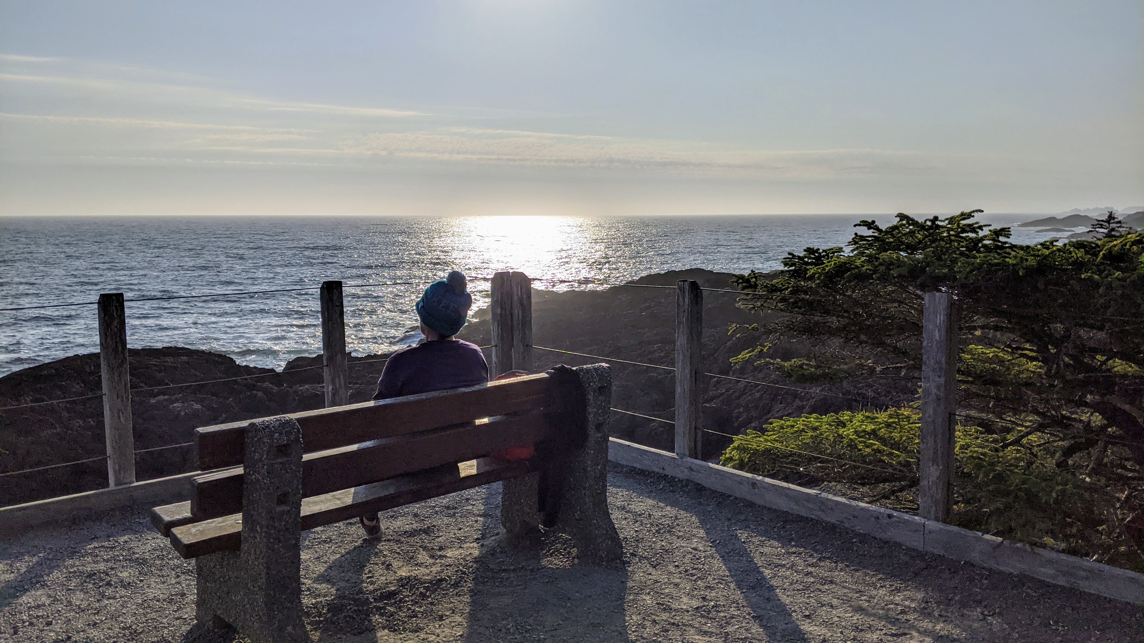 Enjoying the sunset on the Wild Pacific Trail