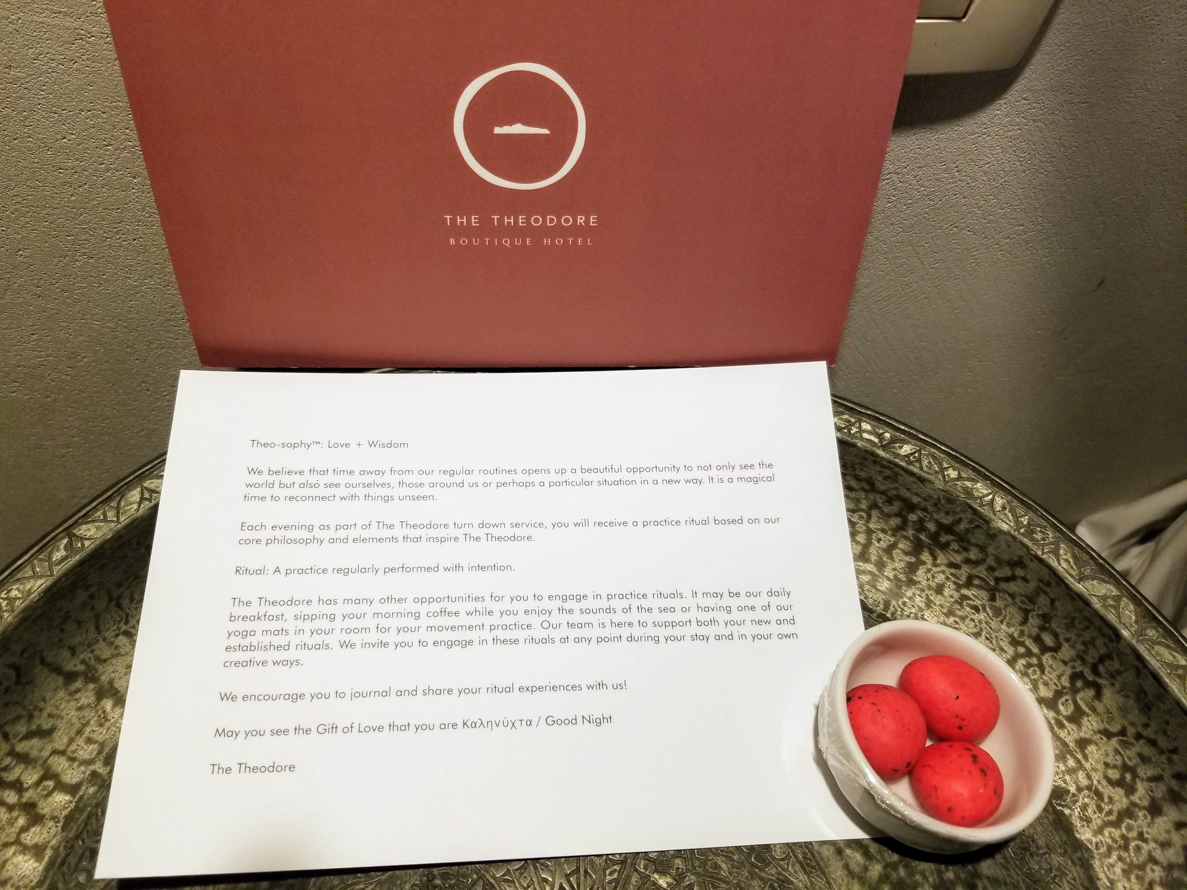 A sneek peak of the turn down service at The Theodore Boutique Hotel