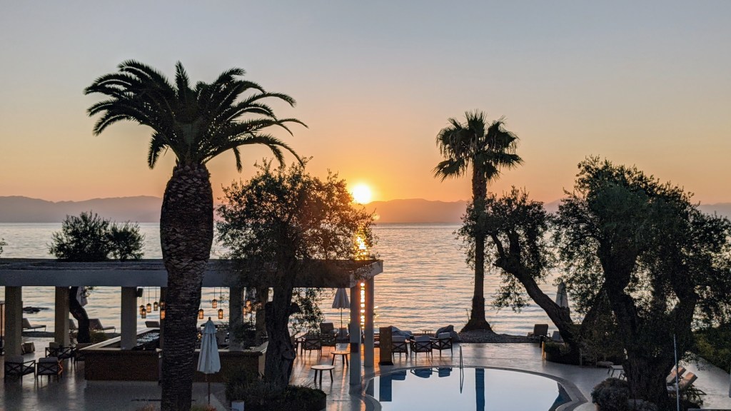 Domes Miramare Corfu Resort: Seaview room view at sunrise