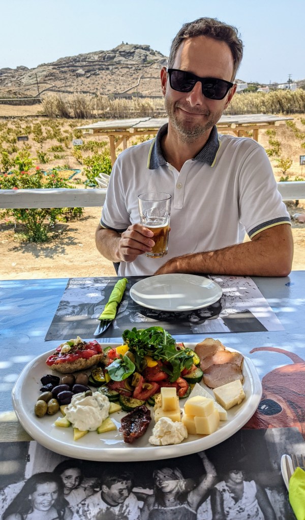 Vioma Organic Farm and Vineyard: Jason at lunch and yes they serve beer here!